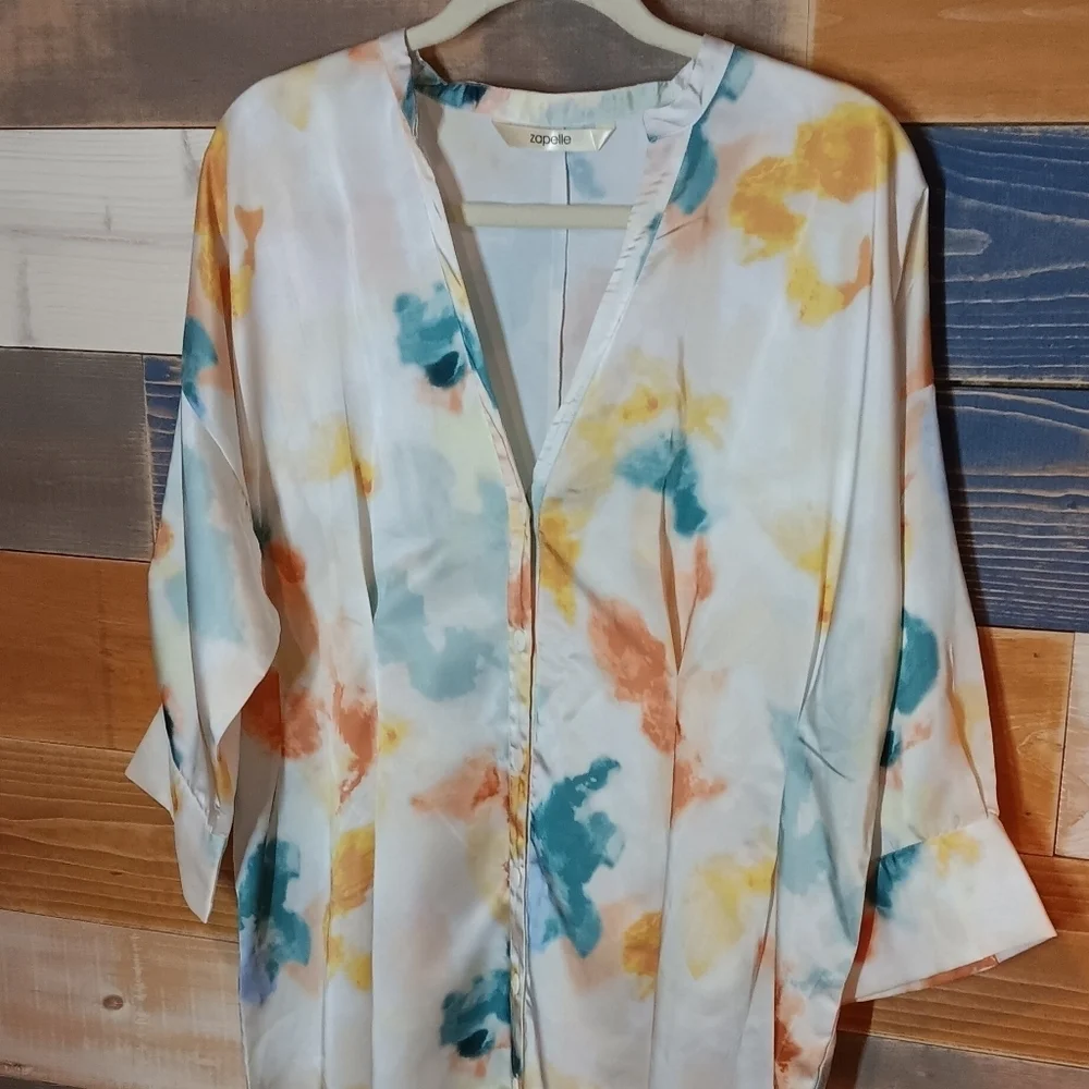 Satin Swinsuit Cover Up. Zapelle 14 Watercolors